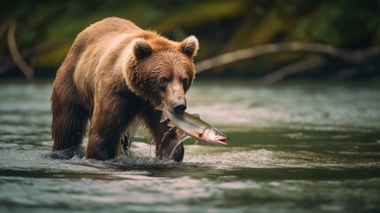 Bear catching a salmon