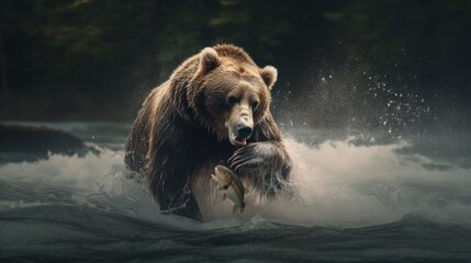 Bear catching a salmon