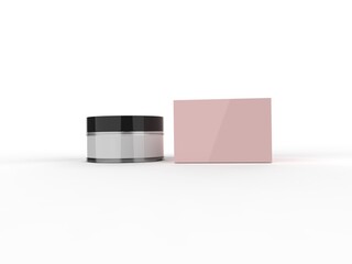 Cream jar or box. Cosmetic jar mockup, Round white bottle. Plastic crème container blank. Realistic clear body skin beauty cream, simple can, vector Illustration  mockup. 3d pot