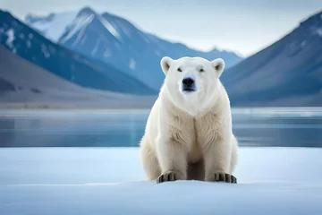 Fotobehang polar bear in the snow © Aansa