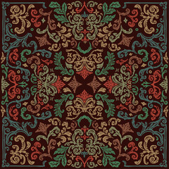 damask pattern bandana with abstract and vintage tapestry motifs, perfect for fabrics and decoration