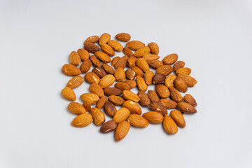 Close up of almond. Almonds isolated on white background.