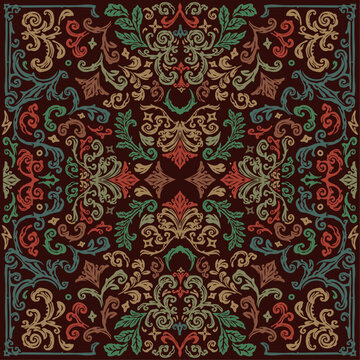 damask pattern bandana with abstract and vintage tapestry motifs, perfect for fabrics and decoration