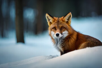 Naklejka na ściany i meble red fox in snow