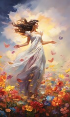 AI donna, angelo, fantasia di colori 07