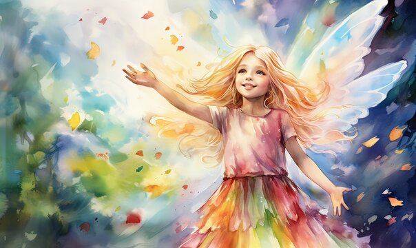 AI donna, angelo, fantasia di colori 05