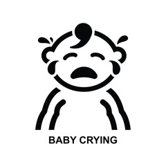 Baby crying icon. Child sad icon isolated on background vector illustration.