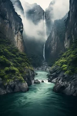 Tuinposter waterfall in the mountains © Camilla