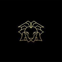 Powerful Golden Lion Head Logo. combines the luxury and symbolic power of the lion