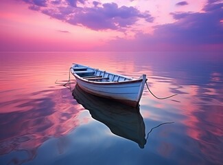 Row boat at sunset