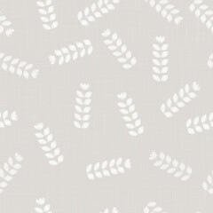 Gray Linen fabric Texture, Background Texture printed with White Daisy Flowers. Seamless pattern. Close Up Weave Fabric Organic Yarn for Wallpaper, Cloth Packaging and others
