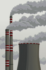 air pollution. illustration of very thick factory smoke.