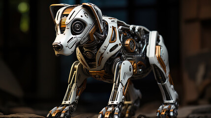 Fototapeta na wymiar Mechanical Marvel: The Robotic Dog Companion. Generative AI