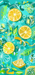 pattern with colorful background motifs with citrus nuances.
