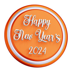 3d Happy New Years 2024 Icon With Transparent Background