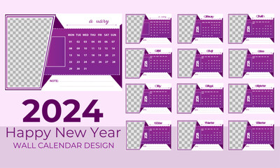Creative desk calendar template design  for 2024 new year 