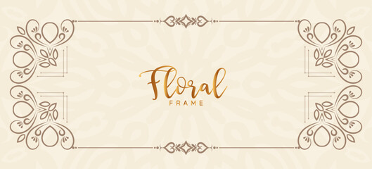 Elegant decorative floral frame stylish decor banner design