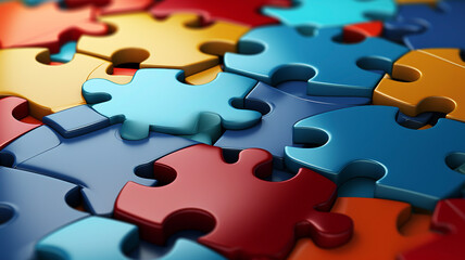 texture and background of puzzle pieces of various colors