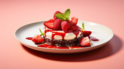 A plate of food with a strawberry