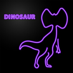 dinosaur neon sign, modern glowing banner design, colorful modern design trend on black background. Vector illustration.