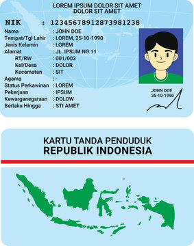 Indonesia ID card - Ktp illustration flat design. Indonesian identity