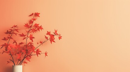 Wall background with shadow autumn aesthetic simple. AI generative