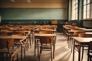 Empty Classroom Back to school concept in high school. ai generative