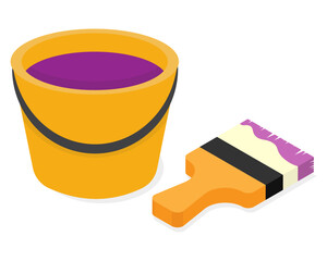 bucket and paint with a brush © Abubakar Muneer