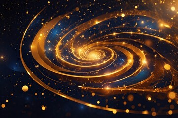 Abstract space background with golden spiral. ai generative