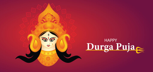 illustration of Goddess Durga in Subh Navratri happy durga puja vector poster