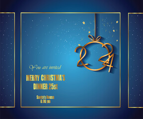Fototapeta na wymiar 2024 Merry Christmas background banner for your seasonal invitations, festive posters.