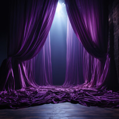  A purple curtain fades in and out enhancing the mood 
