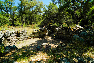 Complesso Nuragico e Nuraghe di Noddule, Su Linnammene.  Provincia di Nuoro, Sardegna. Italy