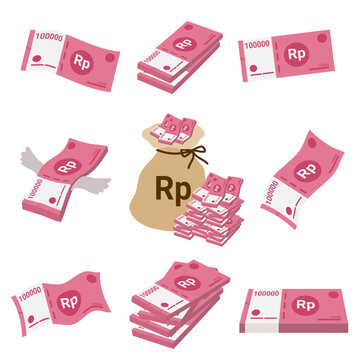Indonesian rupiah money vector illustration in different angle and orientation