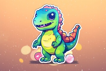 Fototapeta premium Free cute stickers adorable dragon baby Generative AI