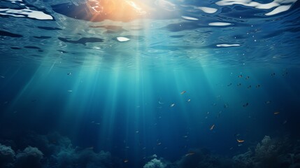 Fototapeta premium underwater scene with bubbles scene with sun rays Generate AI