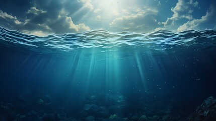 Obrazy na Plexi  underwater scene with bubbles scene with sun rays Generate AI
