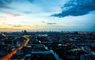 city nigth scape view landmark in thailand