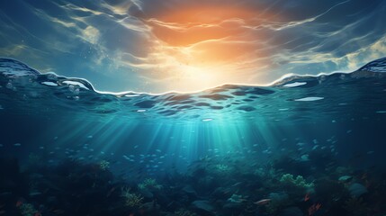 Obraz na płótnie Canvas underwater scene with bubbles scene with sun rays Generate AI