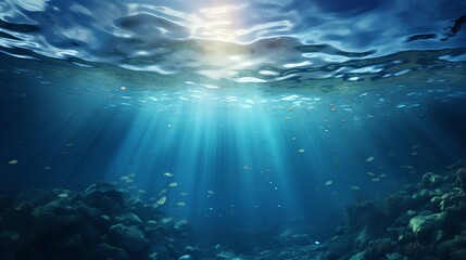 Fototapeta premium underwater scene with bubbles scene with sun rays Generate AI