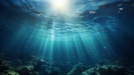 Fototapeta premium underwater scene with bubbles scene with sun rays Generate AI