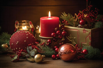 Naklejka na ściany i meble Christmas greeting card design with various Christmas compositions