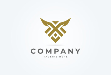 Initial X Eagle logo. Modern eagle with letter X combination. flat design logo template. vector illustration