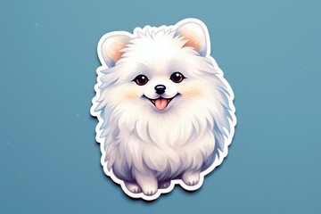 Fototapeta na wymiar Free Sticker An adorable cute white Pomeranian stickers Generative AI
