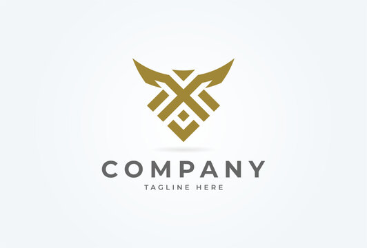 Initial X Eagle logo. Modern eagle with letter X combination. flat design logo template. vector illustration