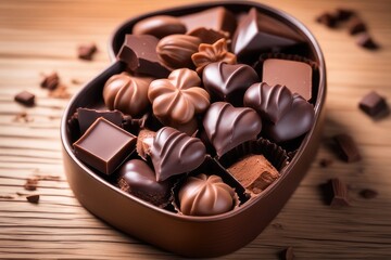 chocolates on wooden table
