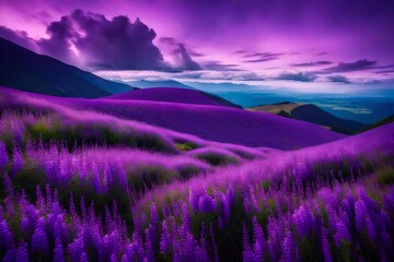 Fototapeta premium lavender field at sunset