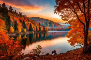 autumn forest and lake