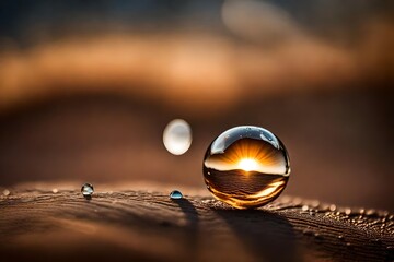 sun's reflection in water drop