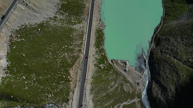 Aerial Overhead Video Cars on Duku Highway in Xinjiang, China
